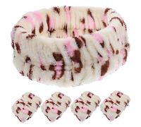 WRITWAA Diadema Estampado de Leopardo Banda de Lavado de Muñeca para Spa Diademas para Lavar la Cara Accesorios de Spa Conjunto y Pulsera para Lavado de Cara Baño