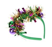 WRITWAA Diadema Navideña Bolas de Color Verde Amarillo y Púrpura Hecha de Material Pu Accesorio Cabello para Fiestas de Cumpleaños y Celebraciones de Año