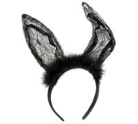 WRITWAA Diadema Orejas de Conejo para Festivales Tocado de Cosplay Infantil Aros de Conejo Adornos de Encaje Cabello para Halloween