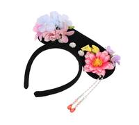 WRITWAA Diadema Retro de Princesa Diadema Tradicional Dinastía Qing con Flores Artificiales Tocado de Corte Chino para Mujeres y Niñas para Eventos de Fotos y Disfraces