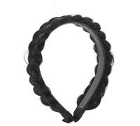 WRITWAA Diadema Trenzada De Peluca Para Mujer Color Negro Natural Dientes Antideslizantes Para Eventos Casuales o Formales Diadema Sintética Cómoda y Fácil De Usar