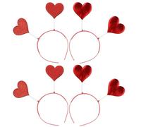 WRITWAA Diademas Día Enamorados 4 Piezas con Corazones 3d Rojos, Accesorios de Fiesta Ligeros y Cómodos, Aro Pelo Adecuado para Cosplay y Celebraciones Obsequios
