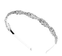 WRITWAA Drinestone Crown Head Hoop de pelo de de imitación Prendas de aro de pelo de de imitación tocado de de imitación Plata