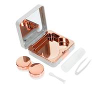 WRITWAA Estuche Pequeño para Lentes De Contacto Organizador De Lentes De Contacto Estuche De Maquillaje Estuche De Lentes De Contacto Vidrio Dorado Rosa