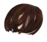 WRITWAA Flequillo Postizo Francés Invisible Natural y Elegante Parche Adhesivo para Mujer Color Marrón Accesorio para Modificar Rostro y Complementar Peinados