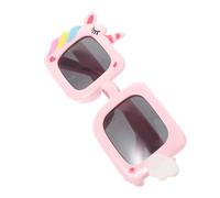 WRITWAA Gafas de Sol de Unicornio para Pequeños en Silicona Rosa Lentes Cuadradas, Diseño de Dibujos Animados, Cómodas y Fáciles de Mantener para Parques y Exteriores