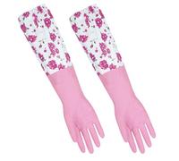 WRITWAA Guantes para Lavar Platos Reutilizables y Cálidos, Guantes de Limpieza Puño Largo, Diseño Antideslizante, Color Rosa, Gruesos para Tareas Domésticas y Cocina (1 Par)