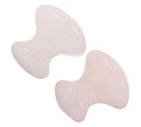 WRITWAA Herramienta de Masaje Gua Sha Forma de Hongo, 2 Piezas de Piedra Natural de Cuarzo Rosa y Cristal Blanco, Masajeador Facial para Cuidado Piel, Reducción de Hinchazón y