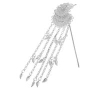 WRITWAA Horquilla De Pavo Real Pinza Para El Cabello Con Palo Horquilla China Palo De Chino Borlas Accesorios Para El Cabello Palitos Para El o Para Mujeres Aleación Silver