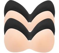 WRITWAA Inserciones Para Sujetadores Deportivos y Copas Para Sujetadores Integradas De Látex y Algodón, Transpirables Costuras, Para Mujer, Uso Yoga y Deporte, Pack De 4 Piezas Tamaño l Beige y Negro