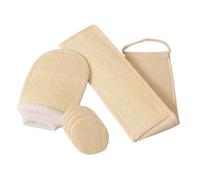 WRITWAA Juego De 6 Piezas guantes exfoliantes baño fregar cuerpo toalla exfoliante bañera esponjas limpieza Beige