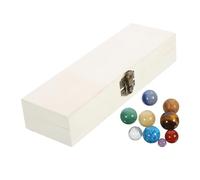 WRITWAA Juego de del Sistema Solar Adornos Minerales de Cristal Decoración de Escritorio Soporte de Madera Creativo para Estudiantes Figuras Educativas de