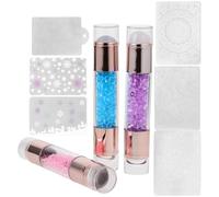 WRITWAA Kit de 3 Herramientas para Estampado de Uñas Doble Cabeza, Sello de Silicona para Decoración Plantilla, Accesorios para Manicura y Arte de Uñas Profesional y Color Aleatorio