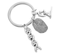 WRITWAA Llavero de Microscopio Diseño de Hélice de Adn, Llavero Huella Dactilar Grabada, Accesorio para Profesores de Bioquímica y Entusiastas Ciencia Forense