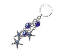 WRITWAA Llavero Decorativo de Metal Azul Colgante de Ojo Turco, Superficie Suave y Ligera, Accesorio Creativo para Llaves o Bolso