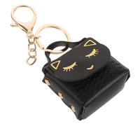 WRITWAA Llavero Monedero Mini De Dibujos Animados Forma De Gato, Monedero Pequeño Portátil De Material Duradero, Colgante Negro, para Niñas y Mujeres, Accesorio Práctico para Uso Diario