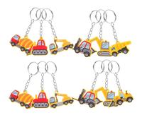 WRITWAA Llaveros de Construcción de PVC 12 Piezas Colgantes Temáticos para Fiestas Infantiles Decoración para Cumpleaños Excavadora Camión Cemento y Maquinaria Obra