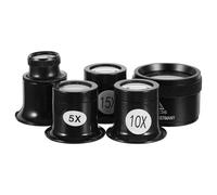 WRITWAA Lupa de joyero de 5 piezas - Lupa de joyería de 5x, 10x, 15x, 20x y 30x - compacta con ganchos para los ojos para relojes, joyas, cristales, monedas, sellos y billetes.