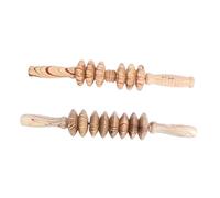 WRITWAA Masajeador Manual De Abdomen 9 Rodillos De Madera, Set De 2 Palos Madera Natural, Muscular Suave Para Salud y Circulación, Uso Casa, Masajeador De Mano Terapéutico