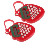 WRITWAA Mini Calculadora Electrónica Mini Calculadora de Fresa Abs 2 Piezas con Pantalla Clara y Diseño de Llavero, para Estudiantes, Escuela y Actividades al Aire Libre, Roja