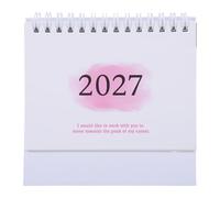 WRITWAA Mini calendario de escritorio, calendario mensual desplegable 2026-2027, planificador semanal y diario de pie para Año Nuevo 2027, decoración, regalo, color rosa degradado
