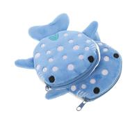 WRITWAA Monedero De Cambio De Tiburón De Felpa Suave, Pequeño Neceser Cremallera para Mujer y Niña, Bolso Kawaii Compacto para Monedas y Accesorios, Color Azul, 2 Piezas