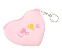 WRITWAA Monedero Pequeño de Peluche Forma de Corazón, Color Rosa, Bolso Llavero para Niña, Monedero Llavero para Monedas y Objetos Pequeños, Accesorio Práctico para Uso Diario