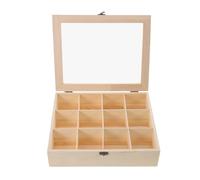 WRITWAA Organizador de Bolas de Secadora Soporte de Madera con Tapa, Caja de Almacenamiento para Accesorios de Lavandería, Contenedor Transparente 30x30x5 Cm para Uso en Lavadero y Hogar