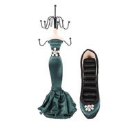 WRITWAA Organizador de Joyas Colgante Verde 2 Piezas, Soporte Expositor Vintage para Anillos y Collares, Estante de Exhibición Vertical para Pulseras, Accesorio Adecuado para Hogar