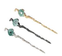 WRITWAA Palillos Cabello de Resina Incrustación de Jade, Aleación de Zinc, 3 Piezas, Fáciles de Peinar y Resistentes para Bodas y Fiestas