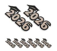 WRITWAA Parches Termoadhesivos Bordados 8 Piezas Temporada Graduación 2026 Negro Dorado para Ropa Mochilas y Birretes Decoración Escolar y Reparación de Chaquetas