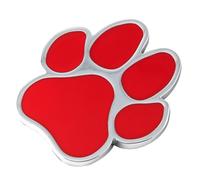 WRITWAA Pegatina Metálica de Pata de Perro para Coche, Calcomanía Decorativa de Aleación de Zinc, Color Plata Fondo Rojo, Resistente y Fácil de Pegar para Automotor y Superficies Lisas