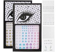 WRITWAA Pegatinas Faciales Autoadhesivas 6 Piezas de Gemas de Imitación Mixtos para Ojos y Rostro, Gemas Brillantes para Maquillaje de Festival y Accesorios de Disfraz Varios Estilos