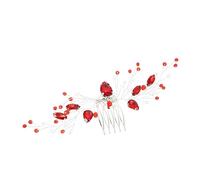 WRITWAA Peine Lateral de Gemas de Imitación para Mujer, Accesorios de Cabello Grandes Rojos, Diseño Artesanal Cuentas de Vidrio, Tocado para Boda y Fiesta, Horquilla Decorativa para Niñas