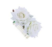 WRITWAA Peineta Elegante Flores de Rosa de Tela Beige para Cabello, Accesorios Cabello Fáciles de Usar Ideales para Bodas y Fiestas Temáticas Tropicales