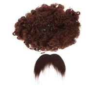 WRITWAA Peluca Afro y Barba Postiza Marrón para Disfraz de Pirata Set Reutilizable para Fiestas Temáticas Halloween y Cosplay Accesorio de Fiesta Realista y Fácil de Peinar