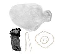 WRITWAA Peluca de Anciana Realista para Mujer Pelucas Grises Plateadas para Señora Mayor Conjunto de Disfraz con Accesorios para Fiesta de Disfraces