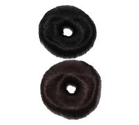 WRITWAA Peluca De Niña 2 Piezas Moño Donut Negro y Café Oscuro Para Cabello Largo y Corto Peine Para Hacer Moños Postizo Recogido Uso Diario