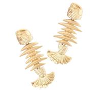 WRITWAA Pendientes de Espiga Empalmada de Mujer Joyas Colgantes de Espina de Pescado Accesorios de Aleación Dorada para Orejas Diseño Creativo para Uso Diario Color Aleatorio