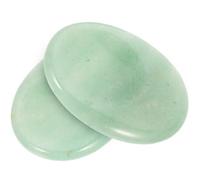 WRITWAA Piedras Naturales para Masaje Antiestrés 2 Unidades, Mini Piedras Ovaladas de Pulgar en Cuarzo Verde Natural, Portátiles para Relajación y Alivio de Ansiedad en Casa
