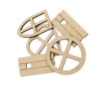 WRITWAA Piezas de Madera para Manualidades DIY 30 Unidades en 5 Paquetes Tableros de Densidad MDF Decoraciones para Ventanas Adornos de Madera sin Terminar para Bricolaje y Artesanía