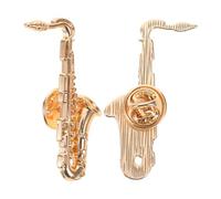 WRITWAA Pin de Saxofón Esmaltado de Aleación Dorada para Jazz Bands y Orquestas, Broche de Música Vintage en Pack de 2 para Bufandas y Bolsos