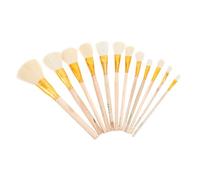 WRITWAA Pinceles para Pintar Cerdas de Lana y Mango de Madera para Manualidades, Arte y Acuarela, Set de 12 Piezas, Tamaño S, Uso Artístico y Bricolaje