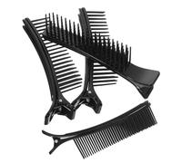 WRITWAA Pinzas Cabello de Estilista Antideslizantes Negras, 4 Unidades, para Seccionar, Moldear y Cortar el Pelo en Peluquería y Uso Profesional