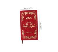 WRITWAA Planificador Diario 2026 A6 Rojo Organizador Semanal y Objetivos Mensuales, Cuaderno Elegante de 365 Días para Trabajo de Oficina y Gestión Personal