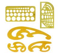 WRITWAA Plantillas de Dibujo Circulares Transparentes Regla Plástica para Arquitectura Medición Geométrica Precisa Kit Escolar y Oficina