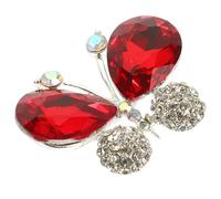 WRITWAA Prendedor Rojo con Cristales de Aleación para Decoración de Ropa y Accesorios, Elegante Manualidades DIY