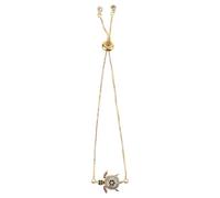 WRITWAA Pulsera Ajustable de Eslabones para Mujer con Dije de Tortuga Marina y Circonita Brillante Pulsera Oceánica Dorada Joyería Temática de Playa para Verano Accesorio Elegante y