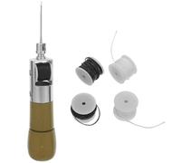 WRITWAA Punzón para Coser Cuero a Mano con Hilo Encerado, Mango Ergonómico de Madera y Metal, Incluye 5 Piezas para Reparación de Calzado y Costura Artesanal