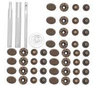WRITWAA reemplazo de abrigo Kit de botón Snap chaqueta broches de cuero 15mm martillo en broches kit de botones presión de metal botones a presión de metal Light Brown
